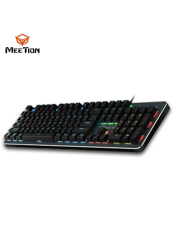 Meetion لوحة مفاتيح ميكانيكية أساسية Meetion MK007 كاملة المفاتيح مضادة للتداخل مع إضاءة LED ملونة قابلة للتخصيص مع مفاتيح ميكانيكية ماكرو عالية الجودة (عربي + فرنسي) - Image 4