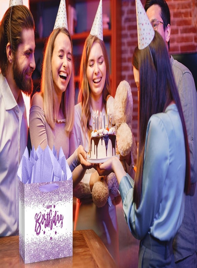 XiaosRen 12.6" Large Purple Happy Birthday Gift Bag with Card and Tissue Papers for Girls Women Kids Party Favor. - Image 4