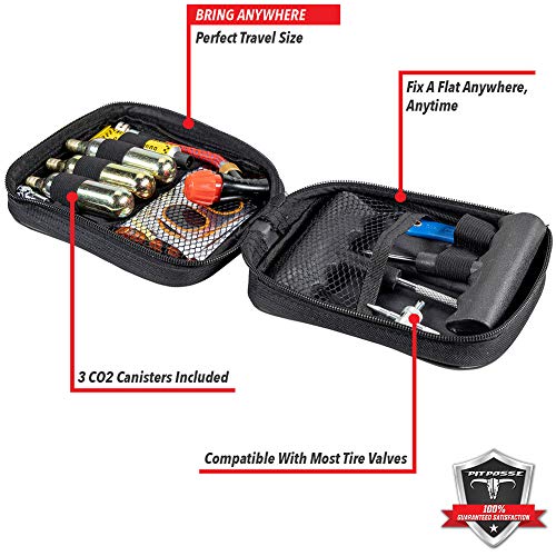 Pit Posse PP3167 Motorcycle Tire Repair Kit with Co2 Inflator and Cartridges for Tube and Tubeless Tires, Emergency Roadside Kit, Flat Tire Accessories for Easy Repair - Image 4
