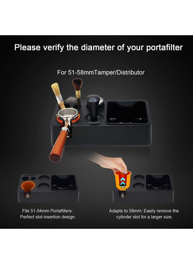 يُسلِّم صندوق نقر الإسبريسو، صندوق منظم قهوة الإسبريسو مناسب للتخزين 51، 54، 58 مم، ملحق دك الإسبريسو، الموزع، مرشح القهوة وشاشة القرص، قاعدة بلاستيكية 8 في 1 (اللون: - Image 2