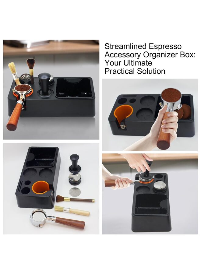 يُسلِّم صندوق نقر الإسبريسو، صندوق منظم قهوة الإسبريسو مناسب للتخزين 51، 54، 58 مم، ملحق دك الإسبريسو، الموزع، مرشح القهوة وشاشة القرص، قاعدة بلاستيكية 8 في 1 (اللون: - Image 4