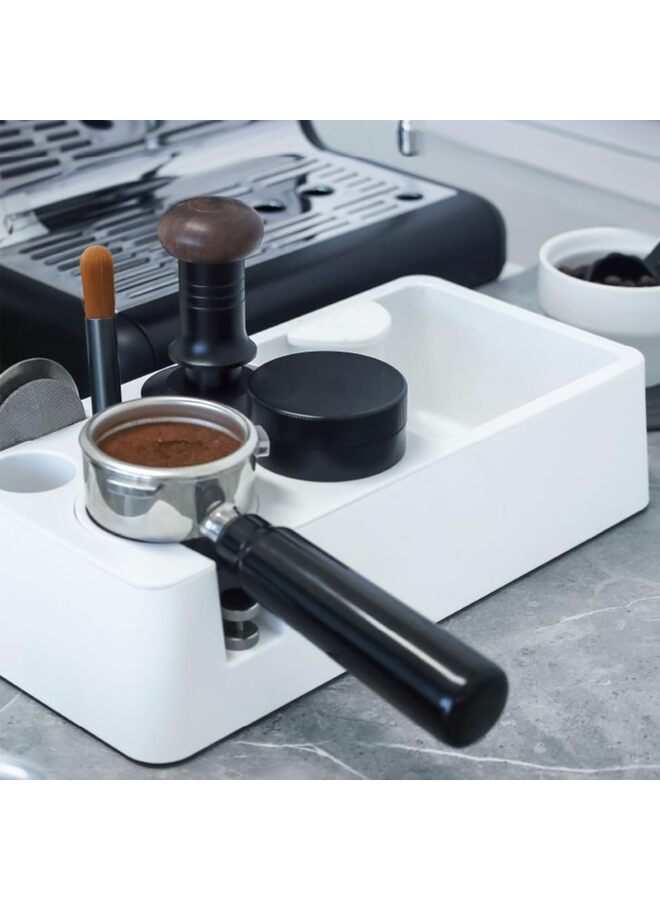 يُسلِّم صندوق نقر الإسبريسو، صندوق منظم قهوة الإسبريسو مناسب للتخزين 51، 54، 58 مم، ملحق دك الإسبريسو، الموزع، مرشح القهوة وشاشة القرص، قاعدة بلاستيكية 8 في 1 (اللون: - Image 3