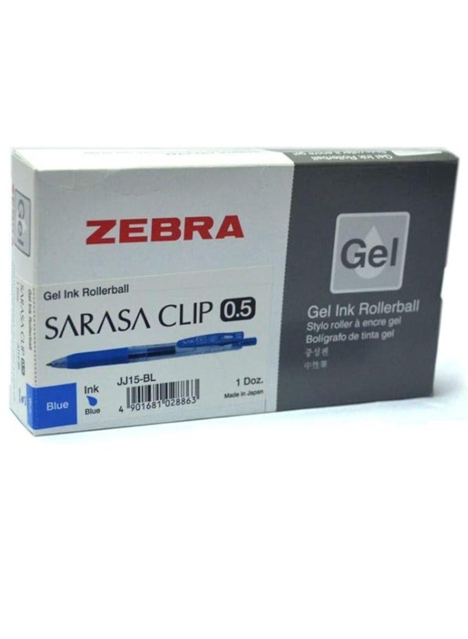 Zebra 0.5mm Sarasa Clip Gel Ink Rollerball Pen Blue Set of 12 Pieces - Image 3