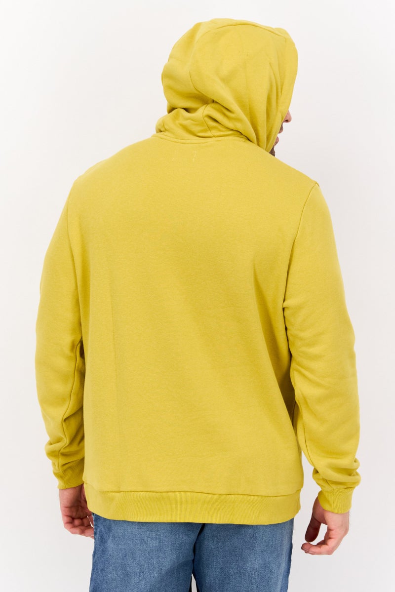 ESPRIT Men Hood With Drawstring Long Sleeve Brand Logo Sweatshirts, Mustard Yellow - Image 3