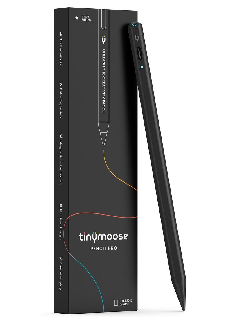 TinyMoose Active Digital Stylus iPad Pen Pencil Pro with Fast Charging For Apple iPad 2018 and Later Black Edition - Image 1