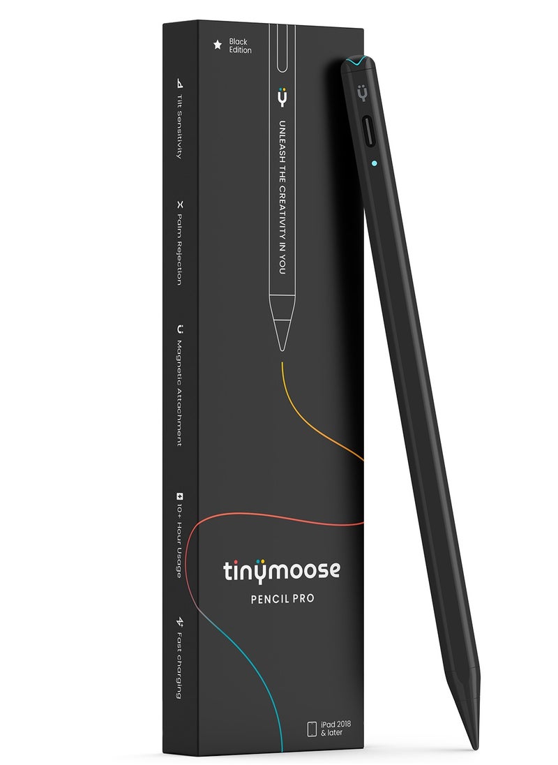 TinyMoose Active Digital Stylus iPad Pen Pencil Pro with Fast Charging For Apple iPad 2018 and Later Black Edition  - Image 1