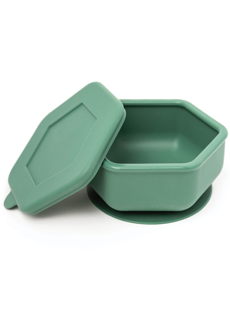 Tiny Twinkle Tiny Twinkle Silicone Suction Bowl with Lid for Baby and Toddler  100 Silicone  BPA Free  Microwave Safe  Suction Bowls For Baby Snack Containers For Toddlers Olive 
