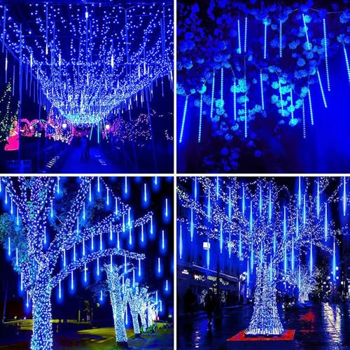 MIRADH Rain Drop LED Meteor Shower 192 LEDs 8 Tubes (11.8") | Icicle Falling Effect for Diwali, Christmas, New Year, Home & Outdoor Decoration, Balcony, Tree, Party Decor (Blue) - Image 5