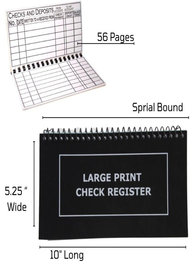 Bandwagon Jumbo Print Check Register Book - Large Print, Easy-to-Read, Spiral Bound, 56 Pages for Personal Accounting, Easy Transaction Reference, 10"L x 5¼"W - Image 2