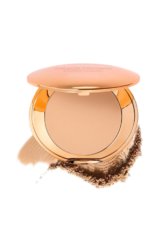MCoBeauty بودرة مضغوطة خالية من العيوب من MCoBeauty 3 ظل دافئ متوسط مع مستخلص زهرة الورد وزيت اللوز الحلو تساعد في إنهاء وتحسين مظهر المكياج - Image 2