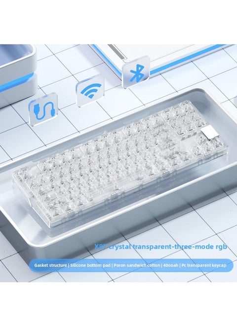 Crystal Axis X87RGB Wireless Mechanical Keyboard Ice Spirit Three-mode Bluetooth Customized Hot Plug Code Word Transparent-Colour:Jellyfish Axis - 38g Fully Transparent Linear Axis / Early Bottoming - Crystal Transparent White Three-mode Wireless Customized Rgb Backlight Full-key Hot-swappable Music Rhythm - Official Standard
