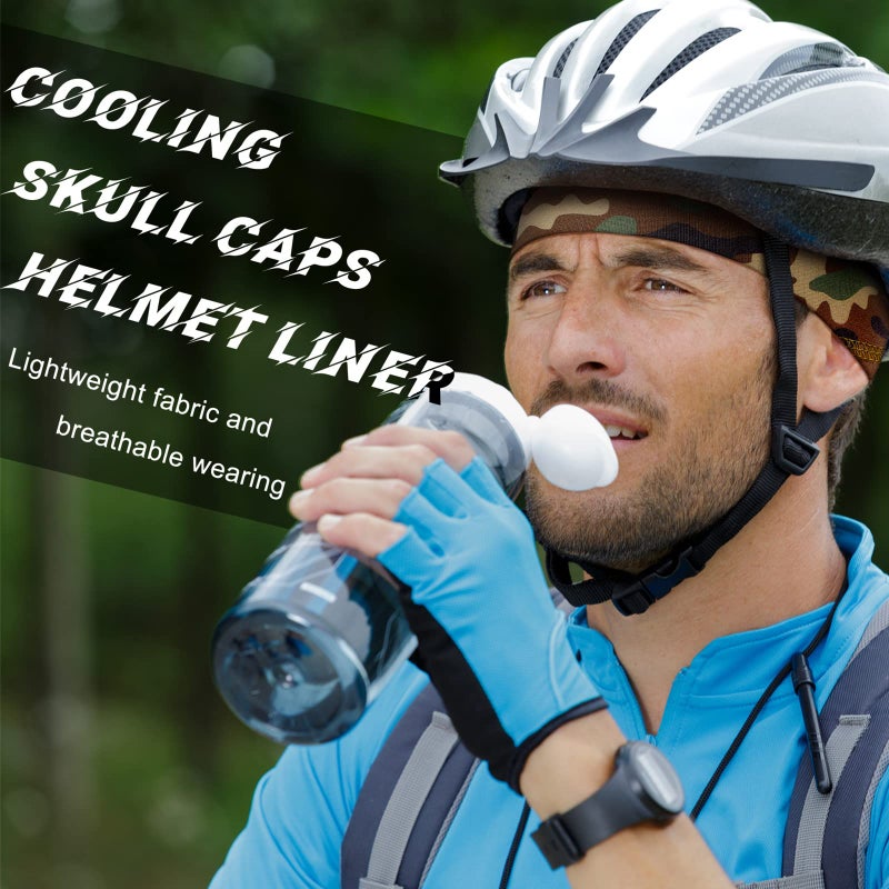 Tarpop 10 Pcs Men Skull Caps Cooling Welding Hard Helmet Liner Cycling Skull Caps Wicking Beanie Do Rag Head Wrap for Men(Camouflage) - Image 3