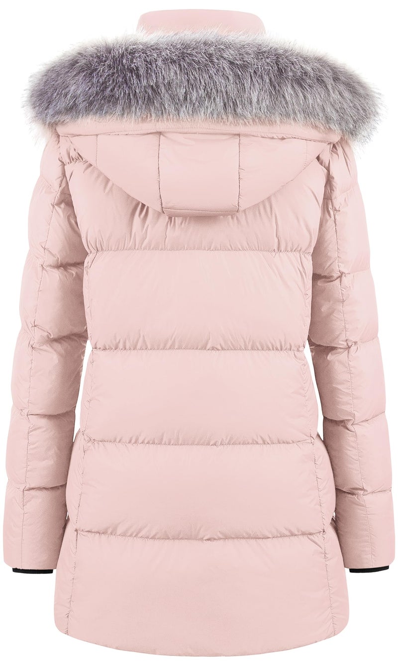 CREATMO US Womens Winter Coats Long For Women Puffer Jacket Woman Coat Women's Windproof Warm Down Waterproof Thicken Hooded Fashions Pink XL - Image 2