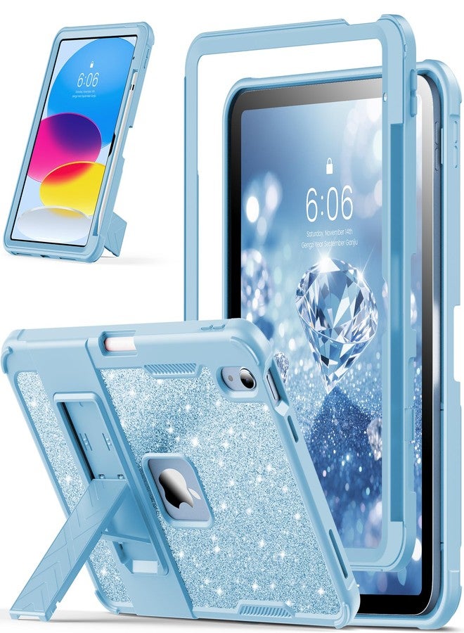 INFILAND Kids Case for iPad A16 11 inch 11th Generation,iPad 10th Generation Case 10.9 Inch, Heavy Duty Shockproof Protective Cover with Kickstand, Glitter Cute Shell for Girls, Women (Blue) - Image 1