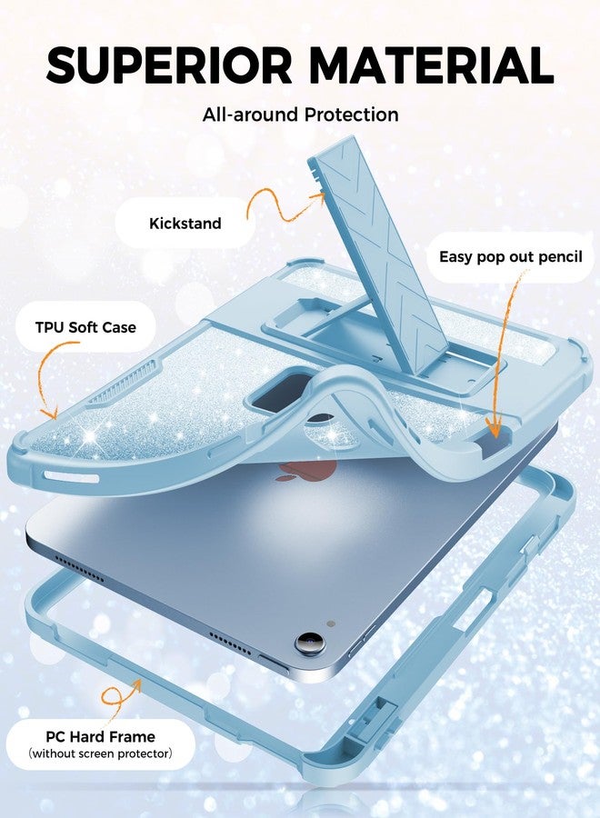 INFILAND Kids Case for iPad A16 11 inch 11th Generation,iPad 10th Generation Case 10.9 Inch, Heavy Duty Shockproof Protective Cover with Kickstand, Glitter Cute Shell for Girls, Women (Blue) - Image 3