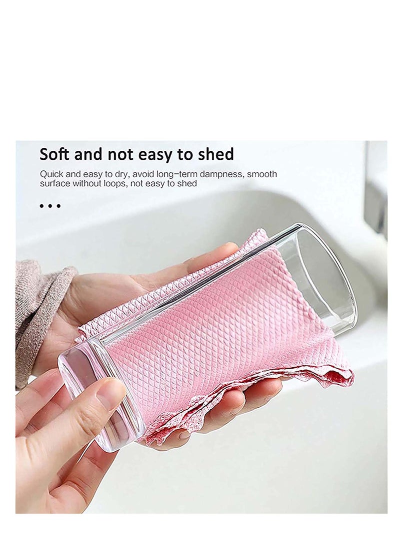 SYOSI Fish Scale Rag, 10 Pcs Wave Pattern Fish Scale Cloth Rag, Cleaning Cloth, Reusable Household Cleaning Rag, for Windows Cars Mirrors Stainless Steel Cleaning Housework  - Image 5