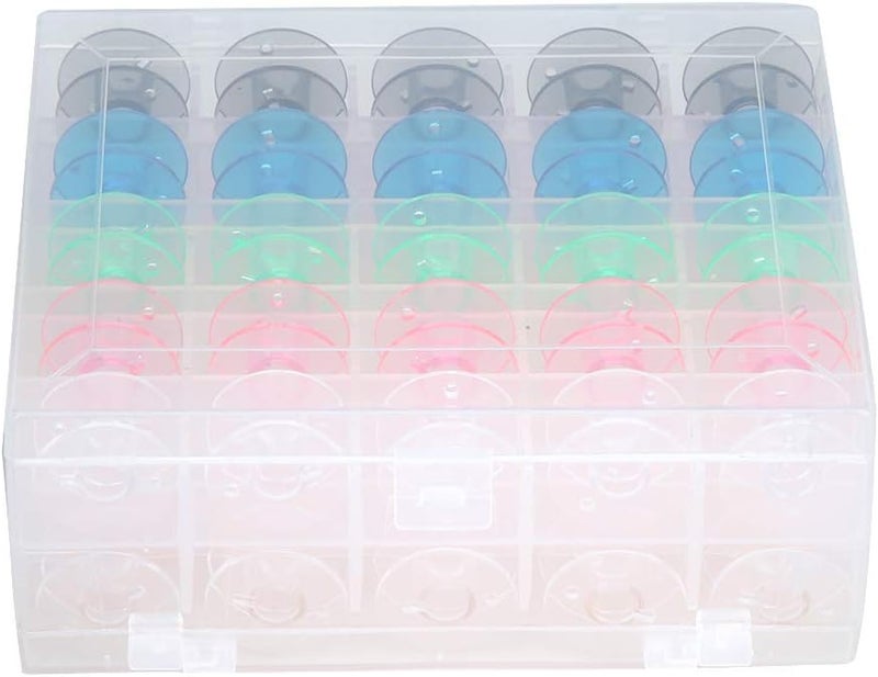 Yinhing 50PCS Double Deck Transparent Plastic Bobbins for Sewing Machine Colorful Sewing Thread Bobbins Set in Handy Storage Box - Image 3