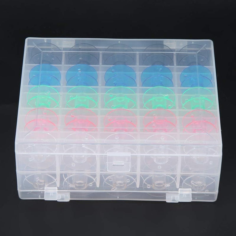 Yinhing 50PCS Double Deck Transparent Plastic Bobbins for Sewing Machine Colorful Sewing Thread Bobbins Set in Handy Storage Box - Image 2