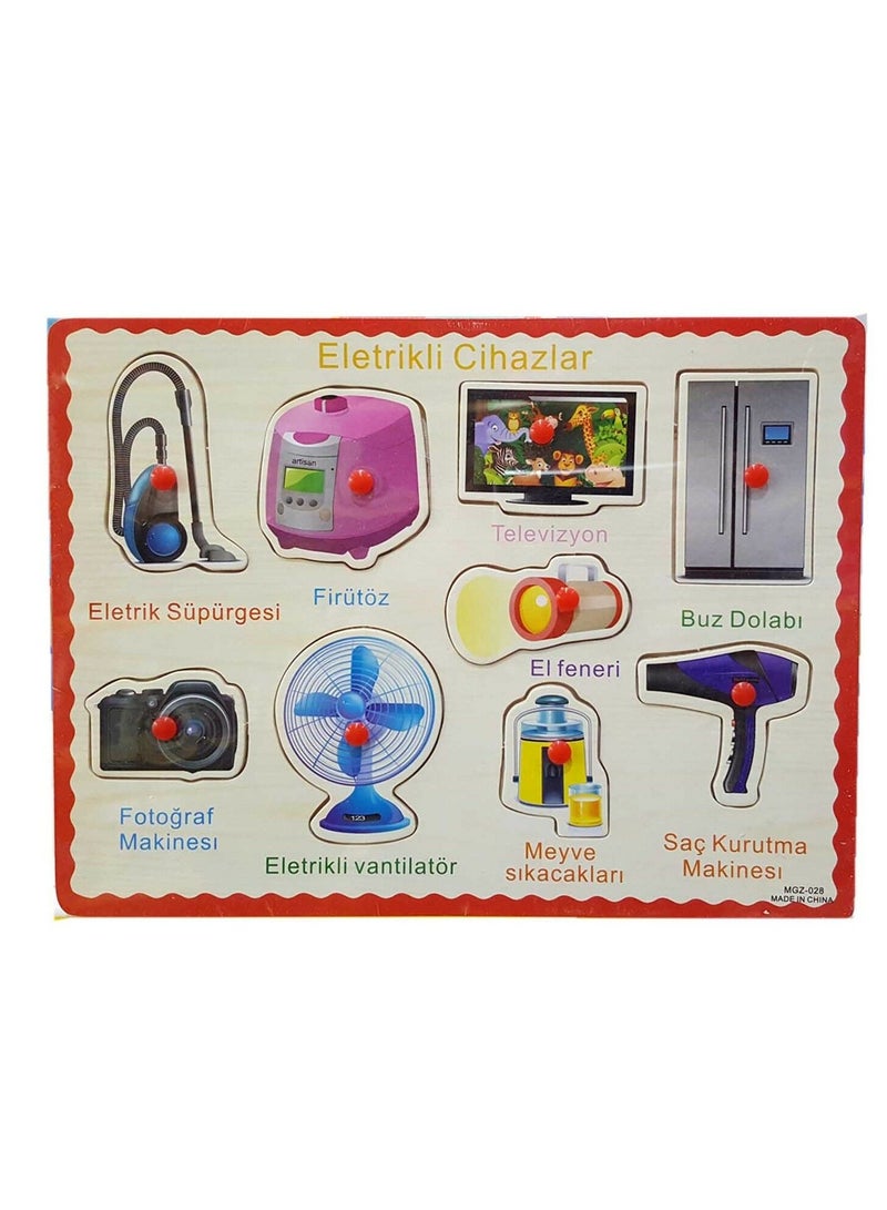 A Wooden Educational Game For Learning About Household Appliances