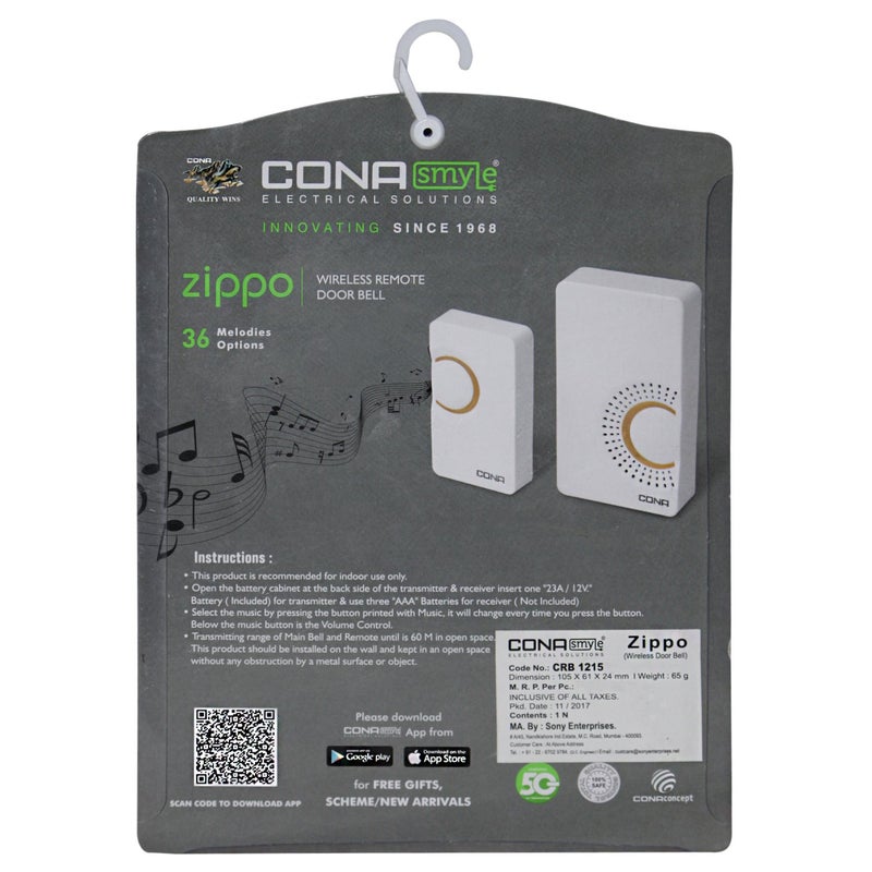 CONA Smyle Wireless Remote Door Bell (36 Tunes) - Image 4