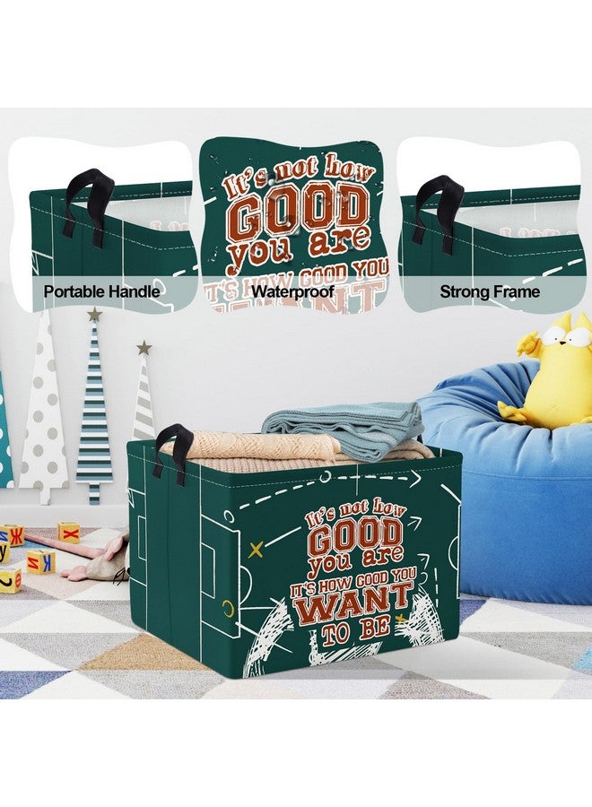 Clastyle Vintage Sport Ball Kid Storage Basket Baby Laundry Hamper Boy Gift Toy Box Collapsible Clothes Organizer Nursery Bin for Bedroom, Green Football, 40*30*30 cm - Image 4