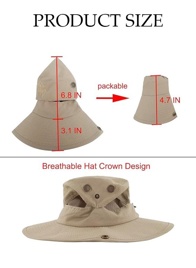 Generic Bucket Hat,Outdoor Waterproof Boonie Hat Wide Brim Breathable Hunting Fishing Safari Sun Hat,Outdoor mountaineering fishing sun hat wide brim men's sun hat Beige - Image 5
