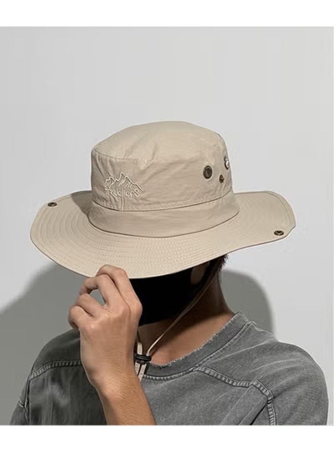 Generic Bucket Hat,Outdoor Waterproof Boonie Hat Wide Brim Breathable Hunting Fishing Safari Sun Hat,Outdoor mountaineering fishing sun hat wide brim men's sun hat Beige - Image 2