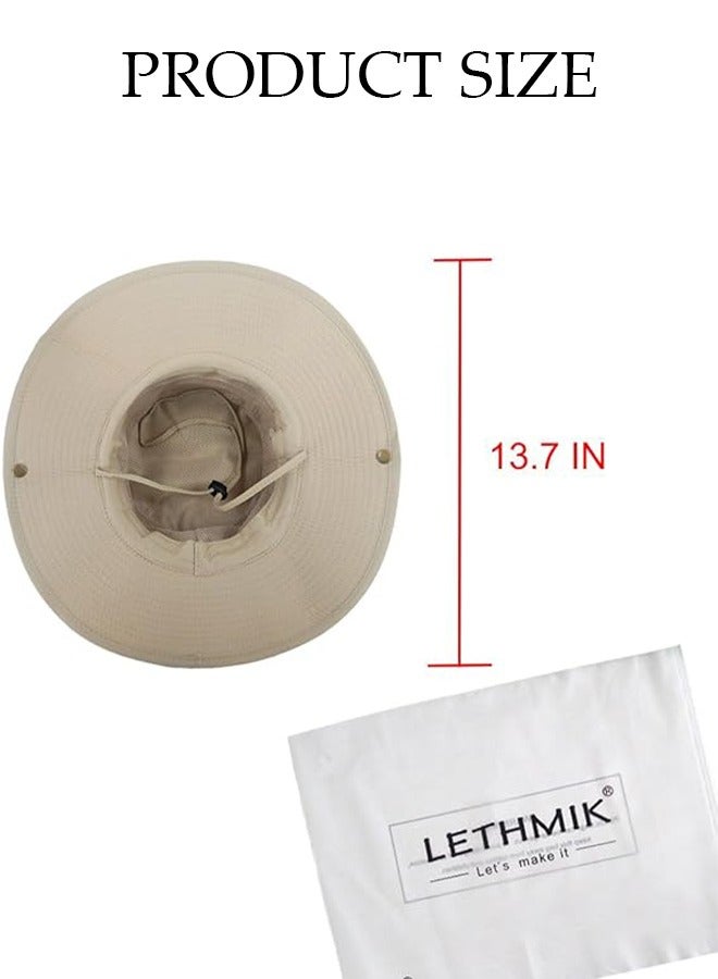 Generic Bucket Hat,Outdoor Waterproof Boonie Hat Wide Brim Breathable Hunting Fishing Safari Sun Hat,Outdoor mountaineering fishing sun hat wide brim men's sun hat Beige - Image 4