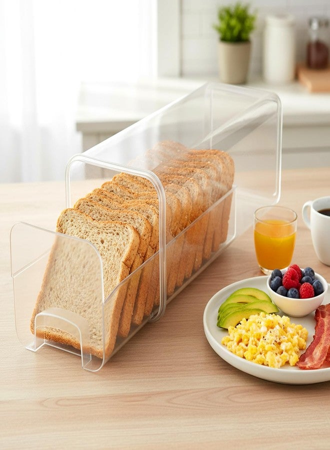 xozeooeu 2 Pack Bread Storage Container with Tray, 5 Liter Airtight Plastic Bread Box & Loaf Keeper, BPA-Free Bread-Saver for Homemade Bread-, Translucent White - Image 4