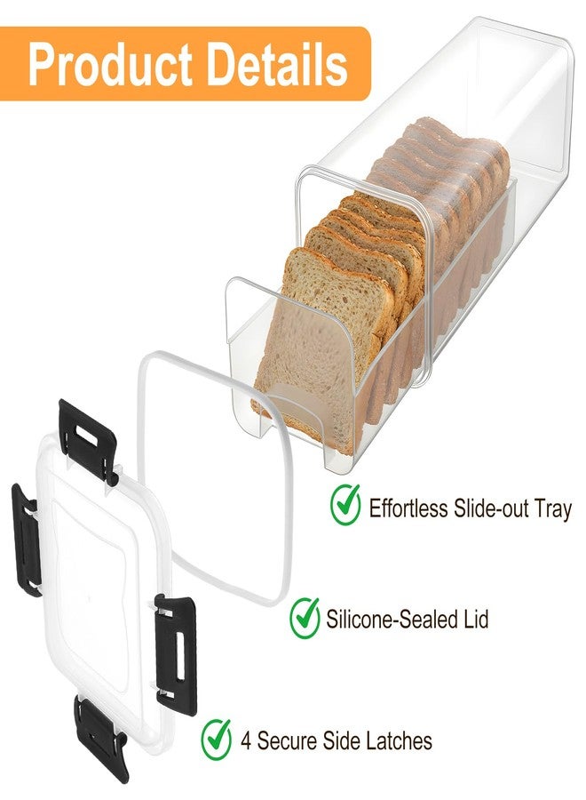 xozeooeu 2 Pack Bread Storage Container with Tray, 5 Liter Airtight Plastic Bread Box & Loaf Keeper, BPA-Free Bread-Saver for Homemade Bread-, Translucent White - Image 3