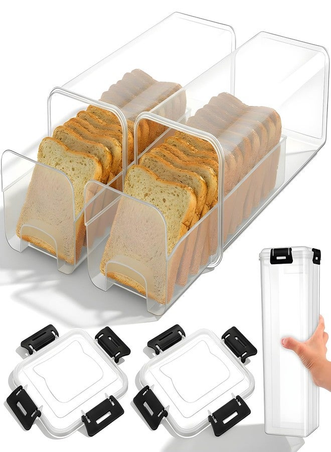 xozeooeu 2 Pack Bread Storage Container with Tray, 5 Liter Airtight Plastic Bread Box & Loaf Keeper, BPA-Free Bread-Saver for Homemade Bread-, Translucent White - Image 1