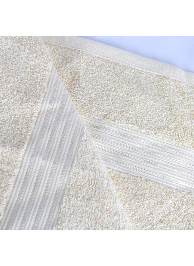 White Rose 6 Pcs Events Dyed Towel Set 550 GSM 100% Cotton Terry Viscose Border 1xBath Towel 75x145cm 1xHand Towel 50x90cm 2xBaby Towel 30x50cm & 2xFace Towel 33x33cm Cream Color  - Image 3