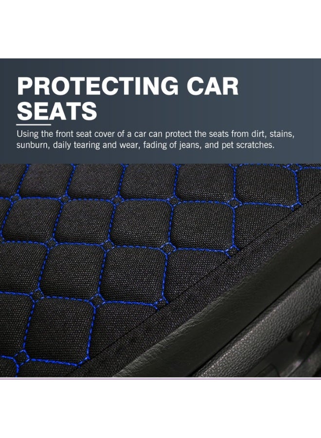 Car Seat Cover, 19 inch x 20 inch Breathable Linen CAR Seat Cushion, Anti-Slip Driver Seat Pad with Storage Pouch, Universal Front Seat Covers Protector for Cars Trucks (Black) - Image 2