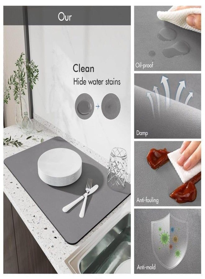 VEZPAX حصيرة تجفيف الأطباق للمطبخ - حصيرة تجفيف كبيرة ماصة للماء للأواني والأطباق والأكواب وغيرها، حل سريع الجفاف لسطح العمل (40 × 30 سم) - Image 4