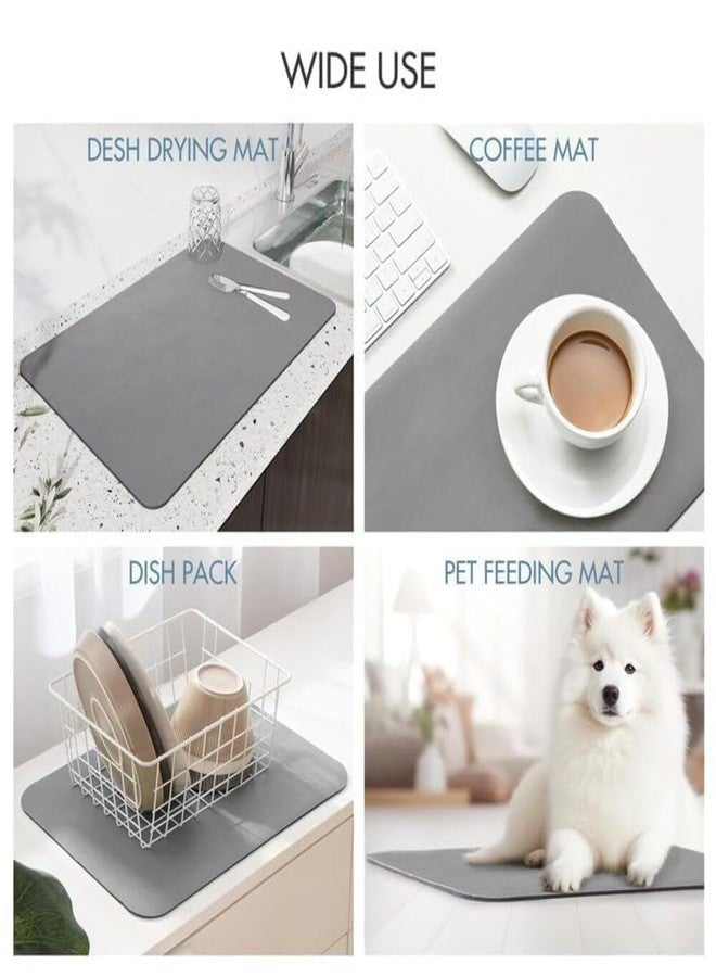 VEZPAX حصيرة تجفيف الأطباق للمطبخ - حصيرة تجفيف كبيرة ماصة للماء للأواني والأطباق والأكواب وغيرها، حل سريع الجفاف لسطح العمل (40 × 30 سم) - Image 2