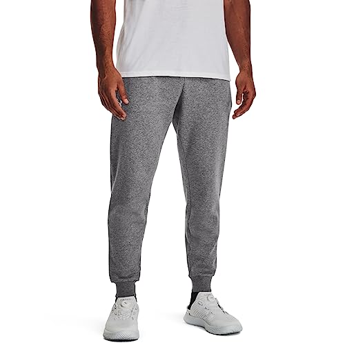 Under Armour Men's Rival Fleece Joggers, (025) Castlerock Light Heather / / White, Small - Image 3