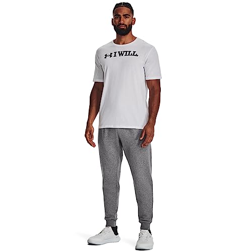 Under Armour Men's Rival Fleece Joggers, (025) Castlerock Light Heather / / White, Small - Image 2