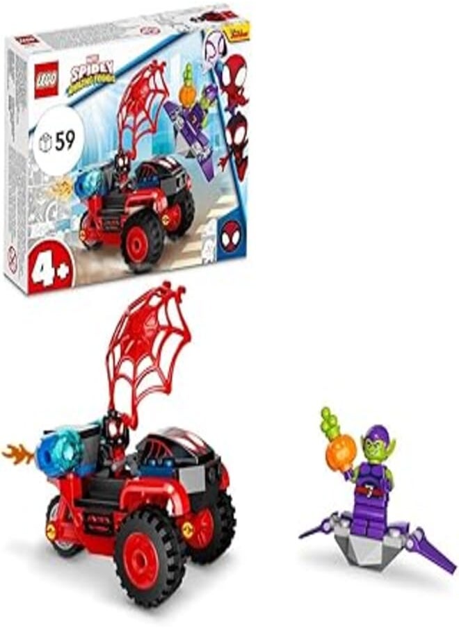 LEGO ليجو® مارفل سبايدي وأصدقائه المذهلين مايلز موراليس: دراجة سبايدر مان تيكنو ثلاثية العجلات 10781 (59 قطعة) 