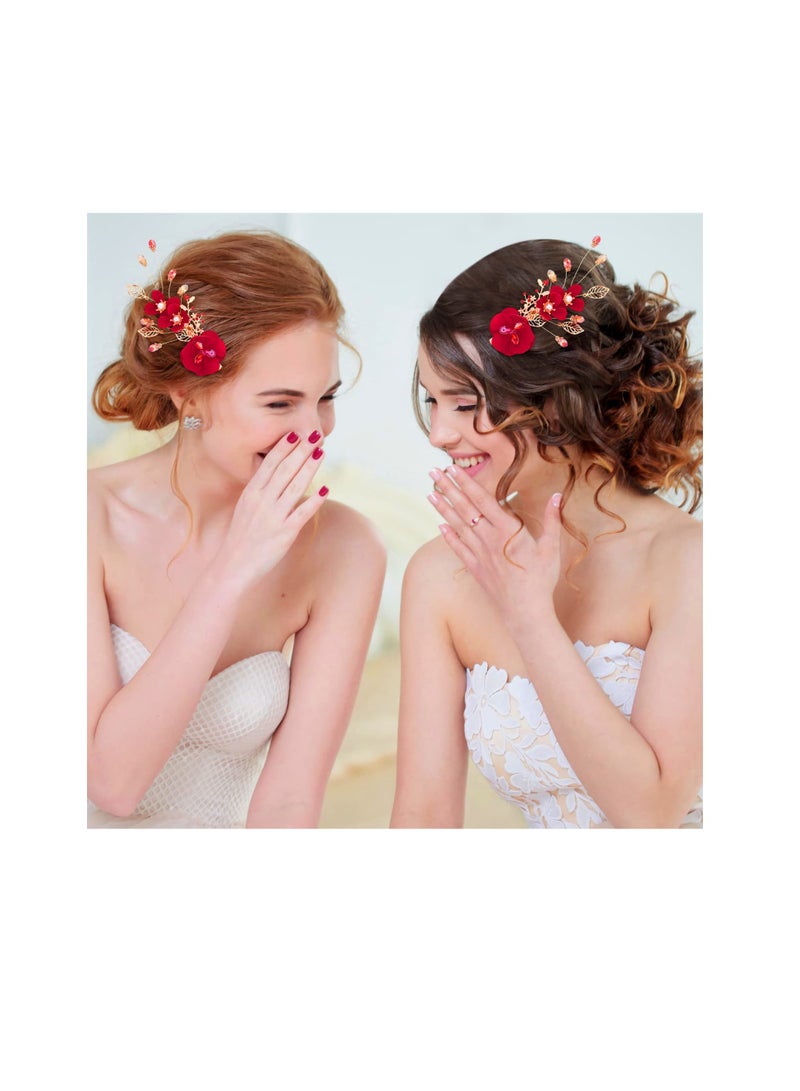 Generic Elegant Red Rose Hair Clips for Weddings and Special Occasions, Perfect Bridal Hair Accessories for Women - Image 5