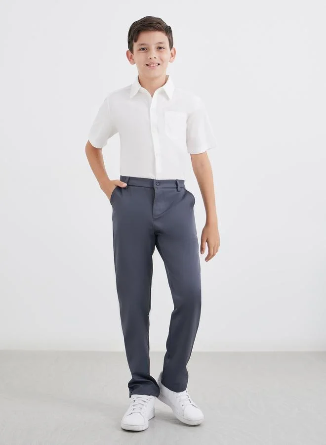Styli Styli Boys Off White Short Sleeves Shirt with Pocket