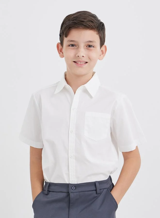 Styli Styli Boys Off White Short Sleeves Shirt with Pocket