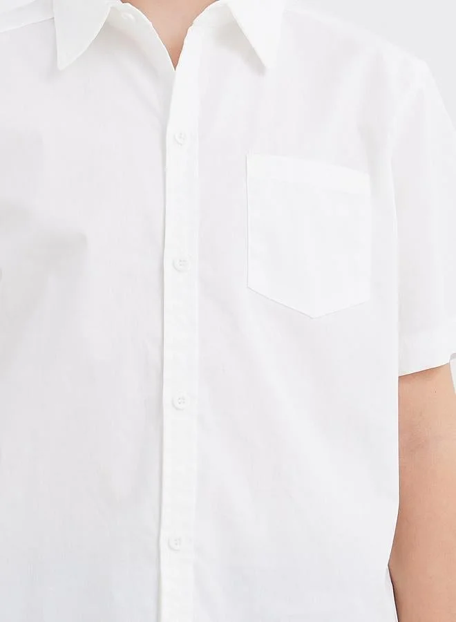 Styli Styli Teen White Short Sleeves Shirt with Pocket
