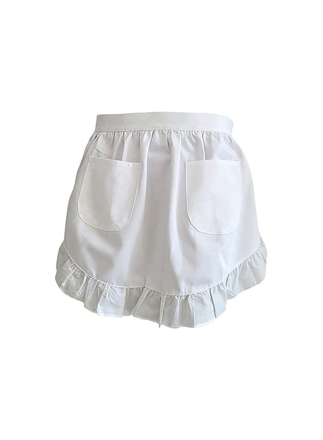 Ruffle Waist Apron with 2 Pockets,for Kitchen, Café, Restaurant, Bistro - Image 1