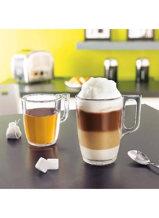 6-Piece Heat-Resistant Tempered Glass Nuevo Mug Set Clear 320ml N1195