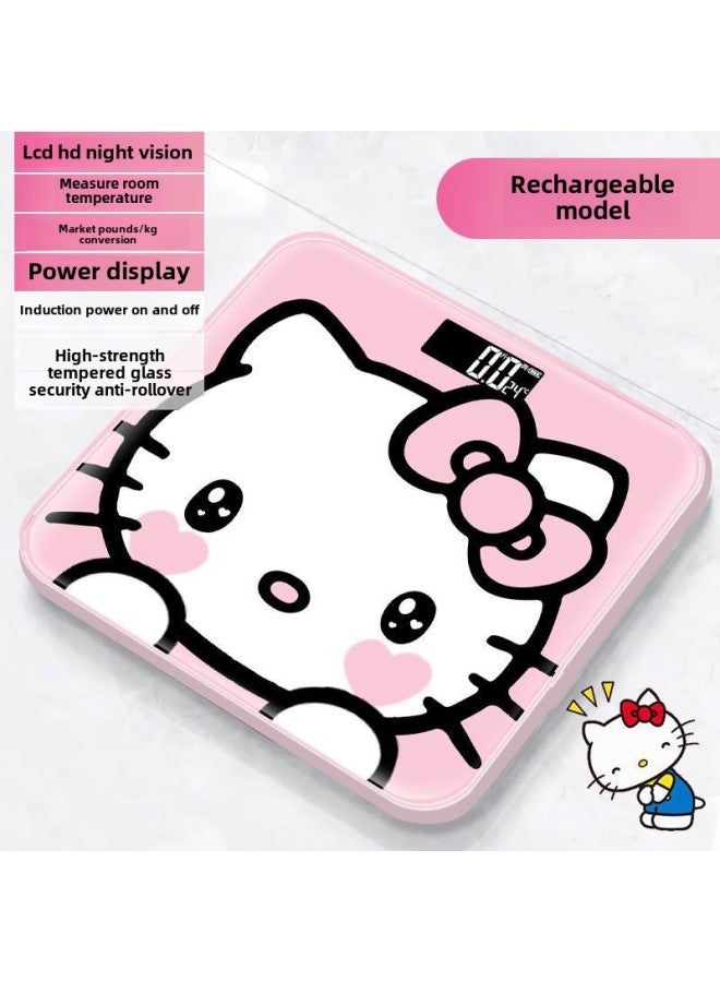 Electronic Scale Weighing Scale Accurate And Durable Cute Internet Popular Charging Special Female Student Dormitory Home Body Fat Scale-Specifications:Standard-Color:Cute Kt Weight Scale (upgraded Charging Model)  - Image 1