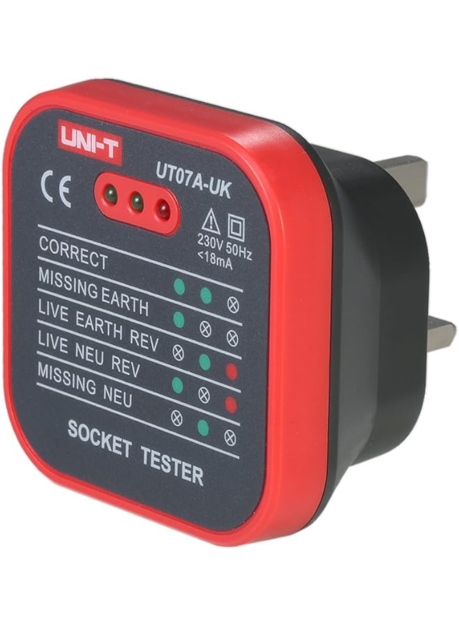 PROMASS UNI TUNI T UT07A UK Professional Socket Tester Electrical Live/Null/Earth Line Polarity Detector UK Plug - Image 1