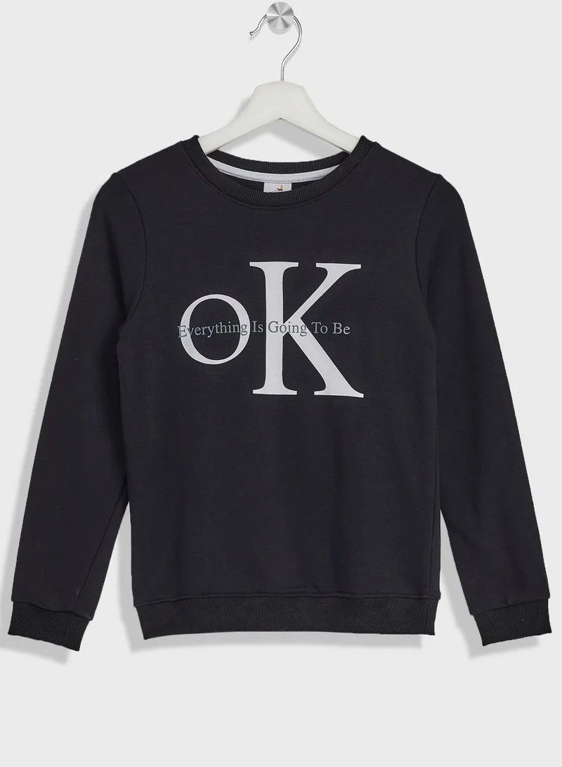 Pinata Boys Text Printed Sweatshirt And Jogger Set