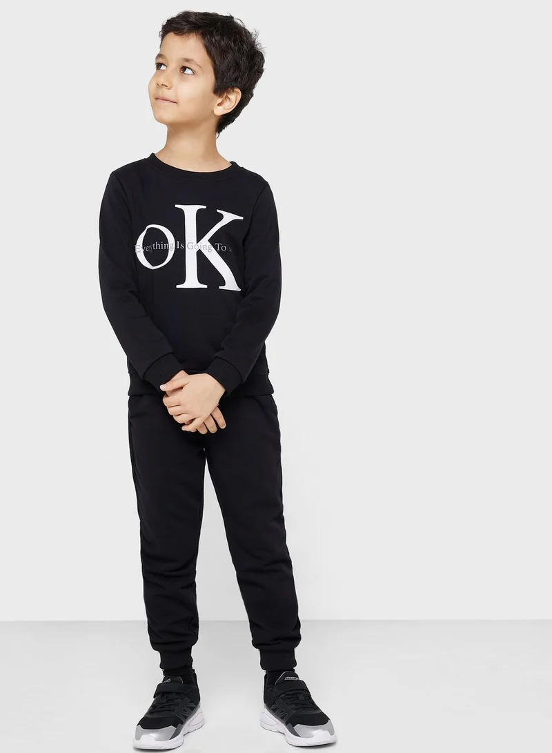 Pinata Boys Text Printed Sweatshirt And Jogger Set