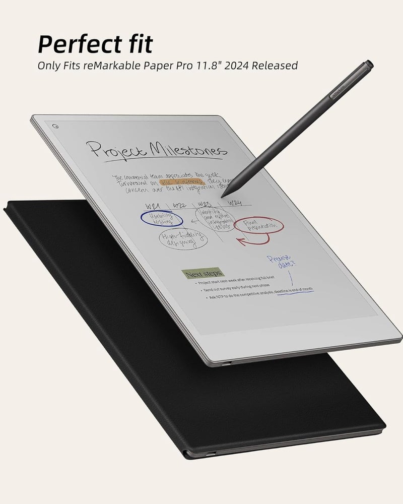 WALNEW Case for Remarkable Paper Pro, Slim, Lightweight Protective Case with Pen Holder, Auto Sleep/Wake Book Cover for Remarkable Paper Pro 11.8 Inch (2024 Released) (Black) - Image 2