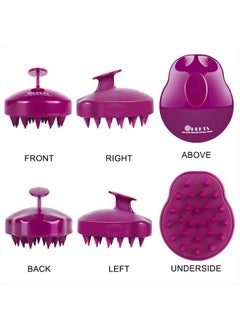 Heeta Hair Scalp Massager Shampoo Brush 2 Pack, Soft Silicone Bristles to Remove Dandruff, Waterproof Hair Scrubber for Both Wet Dry Hair, Suitable for Men & Women (Black & Purple)  - Image 4